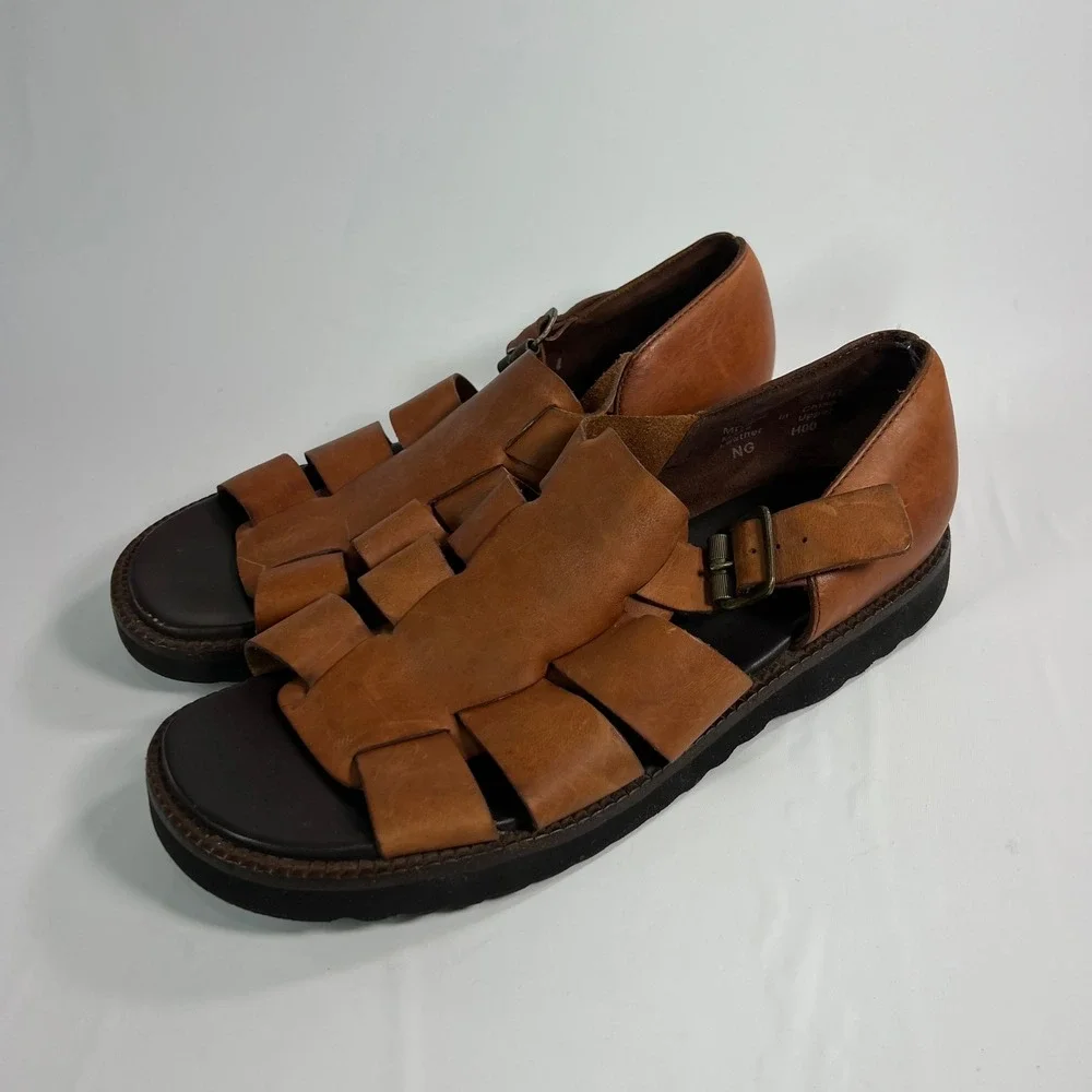 Polo Sport Ralph Lauren Fisherman Sandals Mens 11D Brown Leather MD3642 Vintage